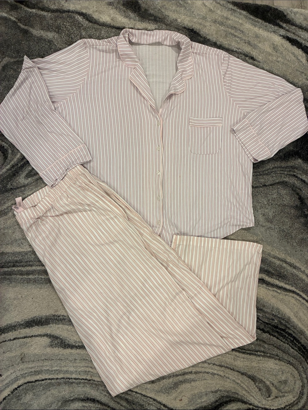 New Victoria's Secret Light Pink & White Stripe Classic Pajama PJ XXL NWT